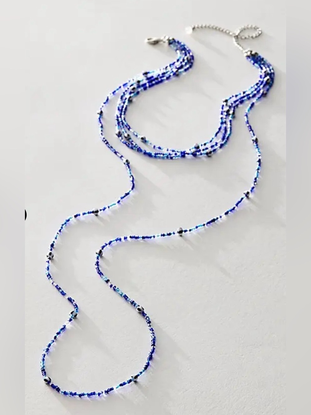 NWT FREE PEOPLE Summer Dive Necklace Blue Bead Layered 🌊🏝️